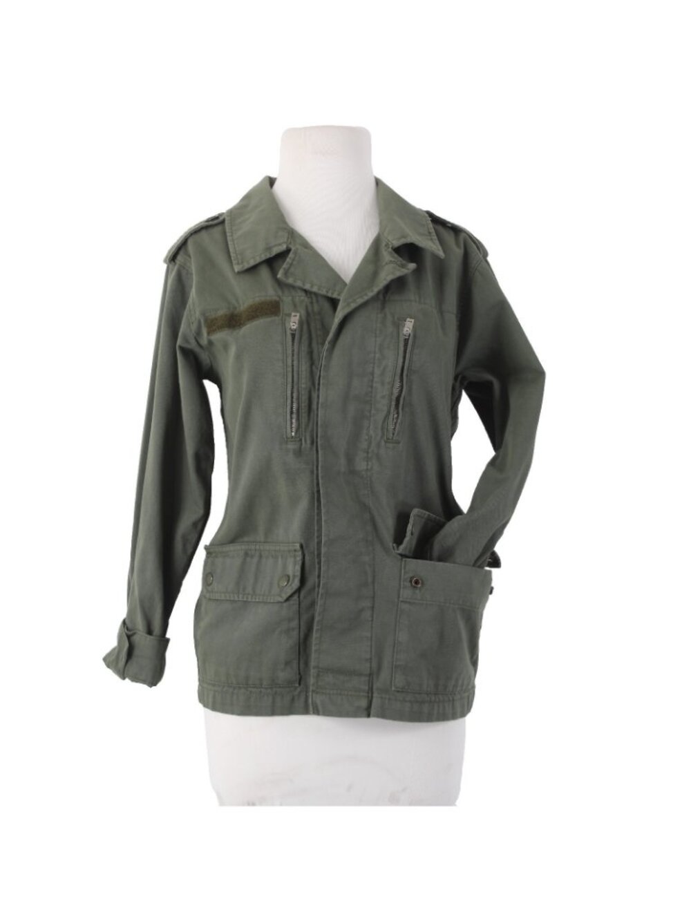 Top Ship Jacket Sz 4 Green Pockets Collared Denim 100% Cotton AS IS Jacket - Picture 2 of 13